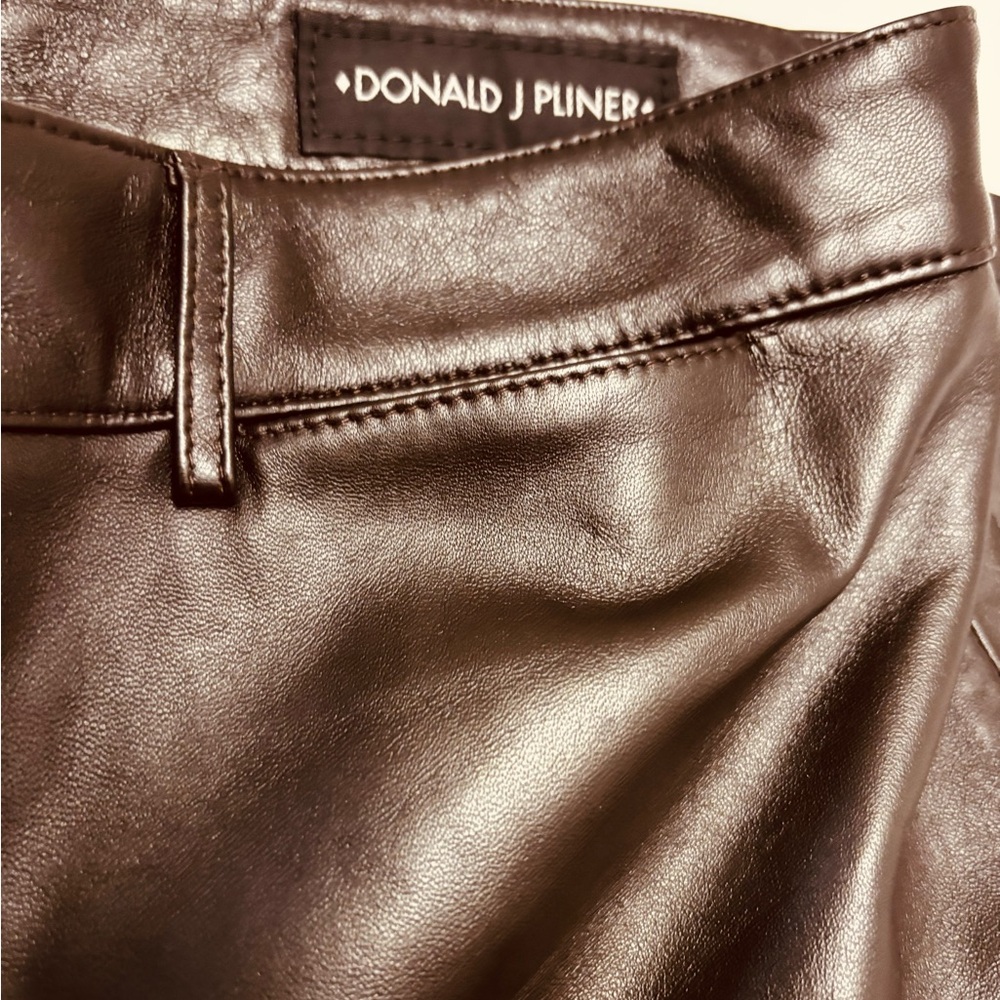 Donald J. Pliner Black Cropped Leather Pants